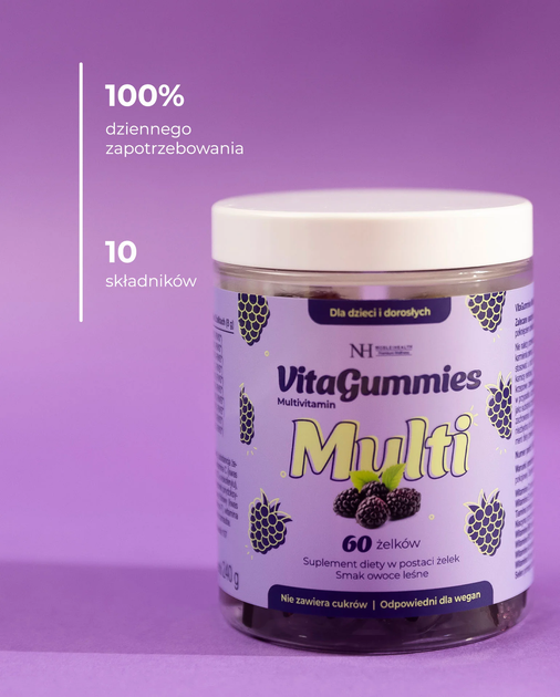 Харчова добавка Noble Health Мультивітаміни VitaGummies 60 желейок (5906630601370) - зображення 4