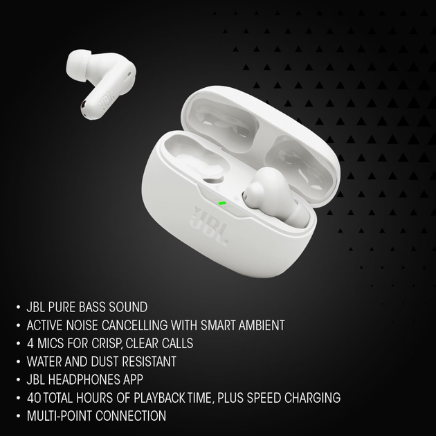Беспроводные наушники JBL WAVE Beam 2 JBLWBEAM2WHT белые - Фото 5 Беспроводные наушники JBL WAVE Beam 2 JBLWBEAM2WHT белые - изображение 5