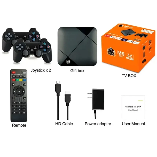 Игровая приставка M8 mini 4K Android TV, 64 gb , с встроенным эмулятором ретро-игр и джойстиками - изображение 3