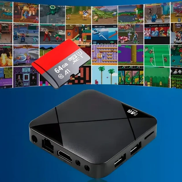Игровая приставка M8 mini 4K Android TV, 64 gb , с встроенным эмулятором ретро-игр и джойстиками - изображение 7