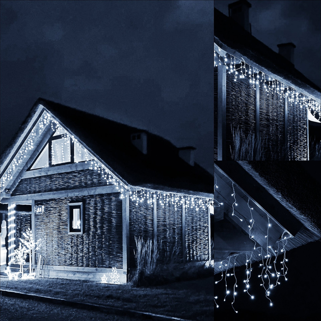 Kurtyna świetlna Springos CL0304 Sople 300 LED z pilotem Zimna biała (5907719412696) - obraz 6
