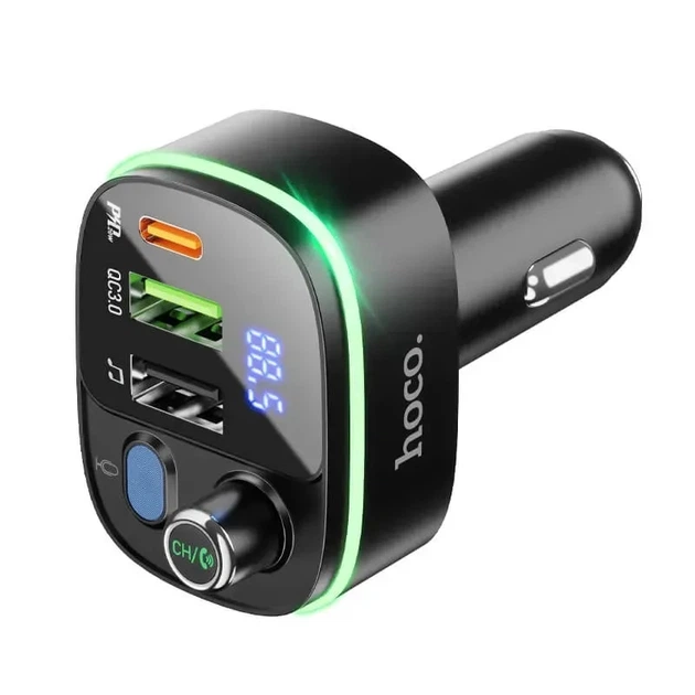 Автомобільний зарядний пристрій Hoco E62, 2 USB, Type-C, QC, PD, з FM-модулятором, чорний - зображення 6