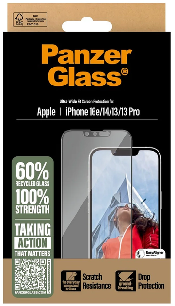 Захисне скло PanzerGlass Screen Protector Ultra-Wide Fit для Apple iPhone 16e/14/13/13 Pro (PGRNUWFG29845) - зображення 4
