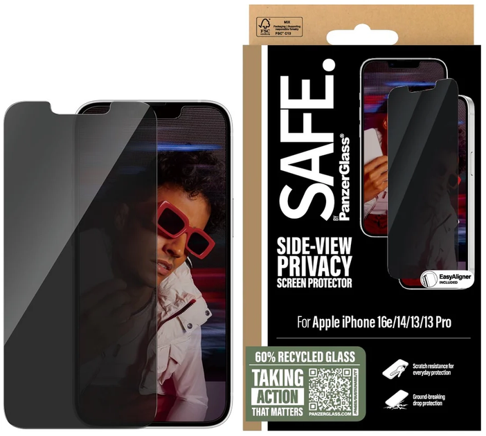 Захисне скло PanzerGlass Privacy Screen Protector Ultra-Wide Fit для Apple iPhone 16e/14/13/13 Pro (SARPUWFG29845) - зображення 1