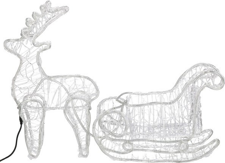 Dekoracyjna figura świetlna Springos CL1221 Renifer z saniami 150 cm Biały zimny (5907719422367) - obraz 4