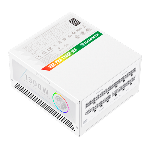 Блок питания GameMax RGB PRO 1300P WH Белый 1300W ATX 3.1 модульный 80+ Platinum 140 мм вентилятор подсветки RGB для ПК (RGB PRO 1300P WH) - изображение 5