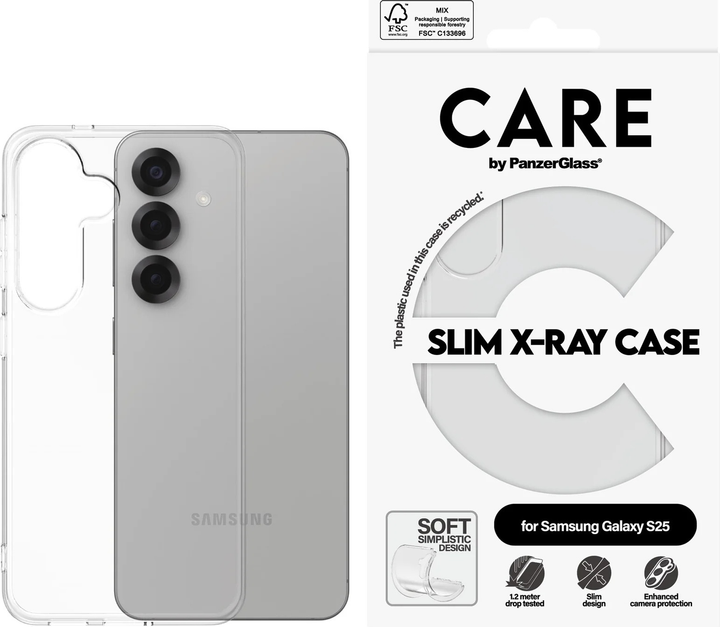 Панель CARE by PanzerGlass Fashionable Case X-Ray Soft Basic для Samsung Galaxy S25 Transparent (CRRFAXRG38388) - зображення 3