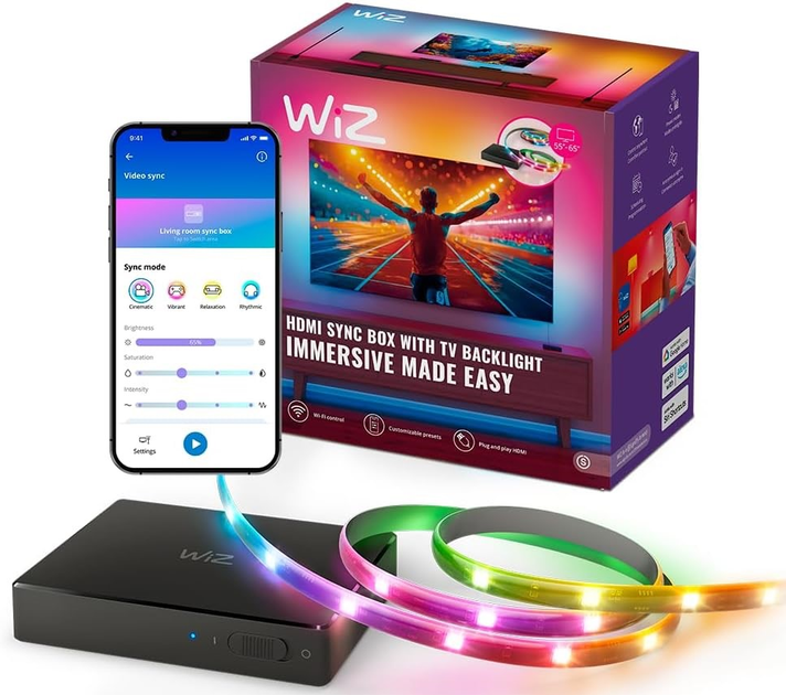 Набір адаптивного підсвічування WiZ Sync box starter kit 55-65 EU (8720169078604) - зображення 1