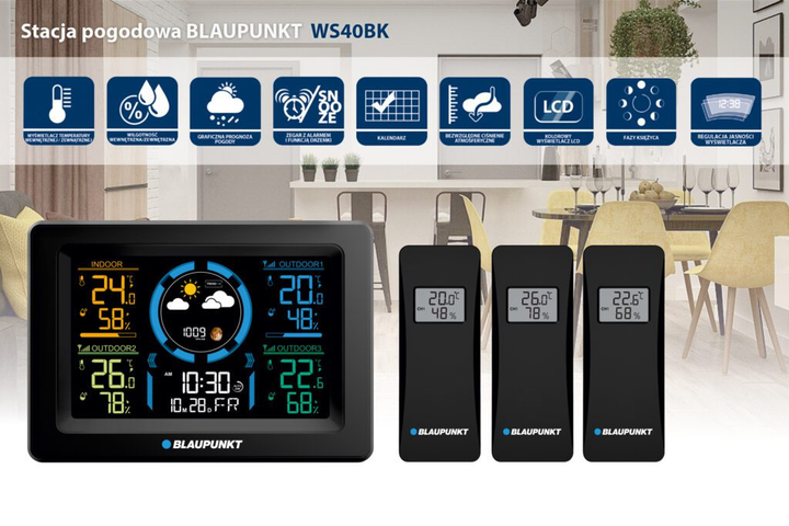 Stacja pogodowa Blaupunkt WS40BK (5901750506086) - obraz 3