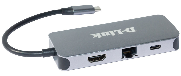 USB-хаб D-Link DL-DUB2335 5 ports USB-C HDMI RJ45 USB-A Grey - зображення 2