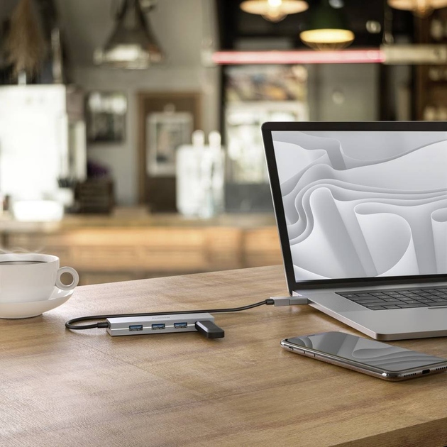 USB-хаб Hama 4 ports USB 3.2 1st Gen + USB-C Grey (HAM200138) - зображення 5