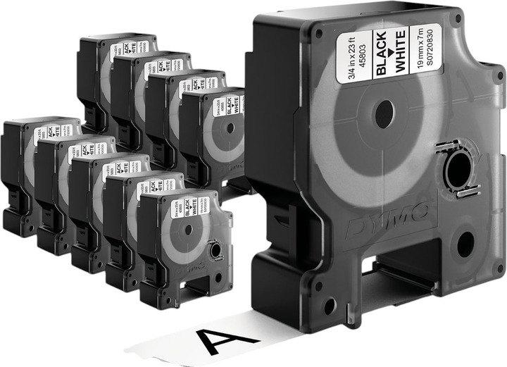 Taśma etykietowa Dymo S0720830 D1 19 mm x 7 m 10 szt. White/Black (3026980930981) - obraz 3