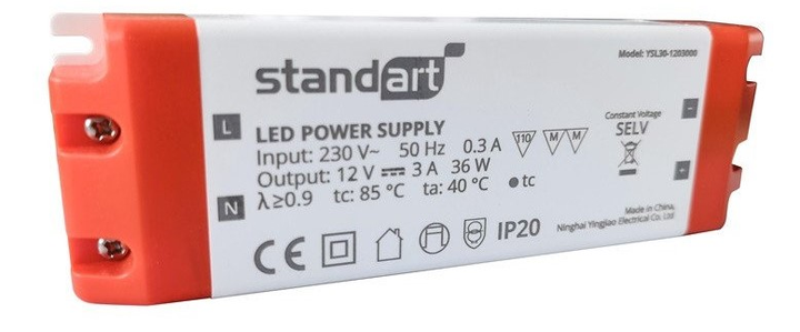 Zasilacze LED Standart 36W 3A 12V DC IP20 (4772013311553) - obraz 1