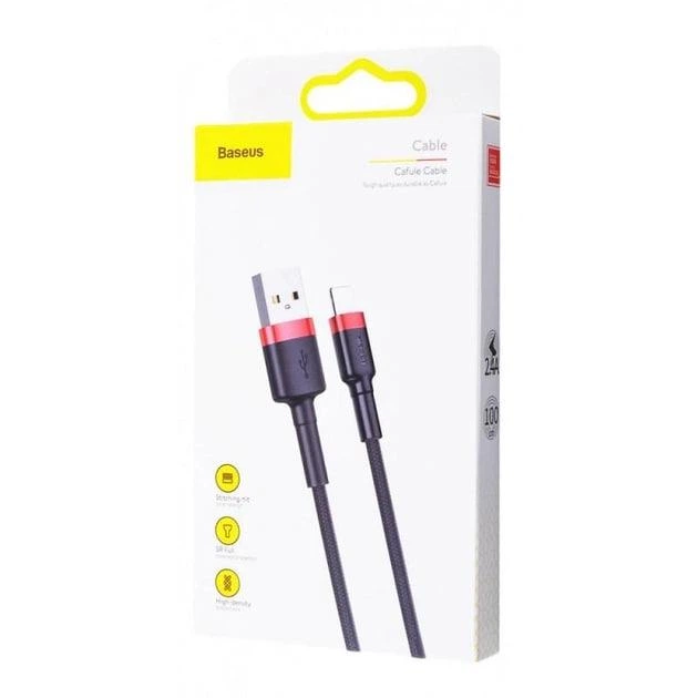 Кабель Baseus Cafule Series USB For Lightning 1м 2.4A (CALKLF-B19) Red/Black - зображення 11