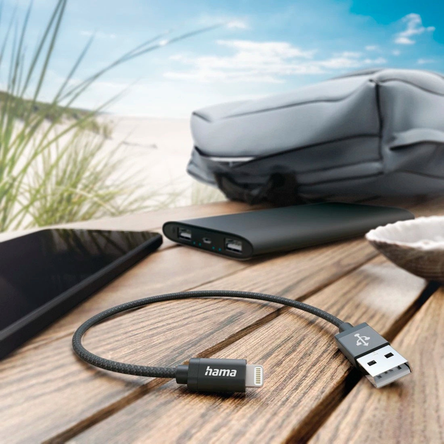 Перехідник Hama USB-A - Lightning 0.2 m Black (HAM0201578) - зображення 1