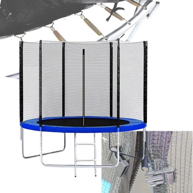 Батут SKY Jump з зовнішньою сіткою 10 футів 312 см чорно-синій - изображение 2