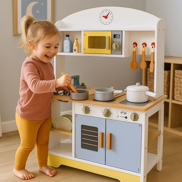 Kuchnia dla dzieci EcoToys piekarnik, pralka, mikrofala, 12 akcesoriów (5905817007349) - obraz 5