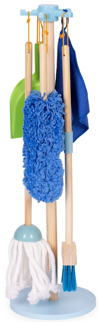 Drewniany zestaw do sprzątania EcoToys dla dzieci: mop zmiotka z szufelką 7 elementów (5905817007356) - obraz 1
