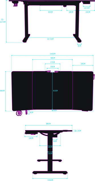 Biurko gamingowe ULTRADESK Level V2 Black (UDESK-LVA-BB) - obraz 9