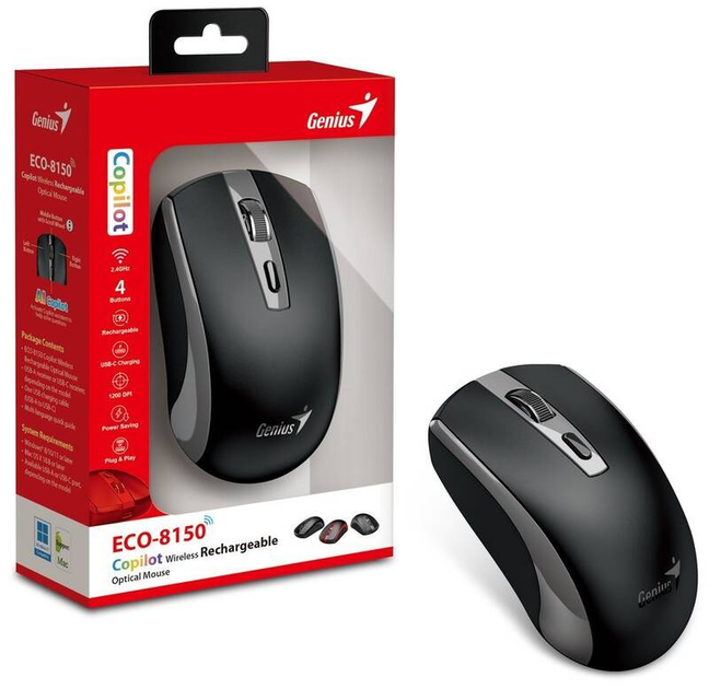 Миша Genius ECO-8150 Wireless Black/Grey (31030045402) - зображення 5