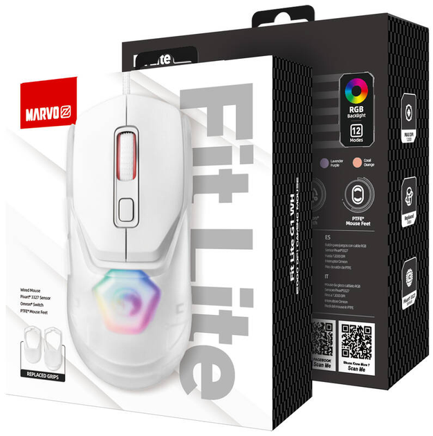 Миша Marvo FIT LITE G1 USB White - зображення 5