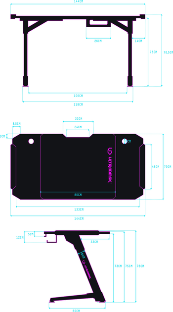 Ігровий стіл ULTRADESK Space XXL V2 Black (UDESK-SP-XL) - зображення 12