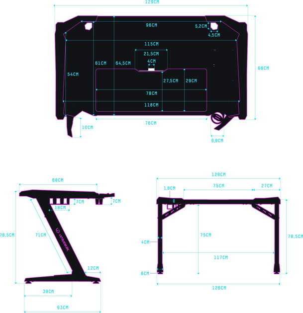 Ігровий стіл ULTRADESK Rocket Black (UDESK-RT-BB) - зображення 9