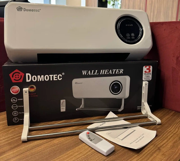 Настенный обогреватель Domotec 2000Вт с пультом и сушилкой - изображение 5