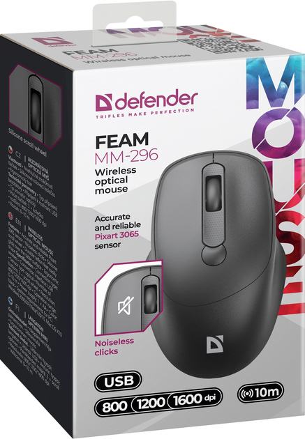 Mysz Defender Feam MM-296 Black (4745090825268) - obraz 4