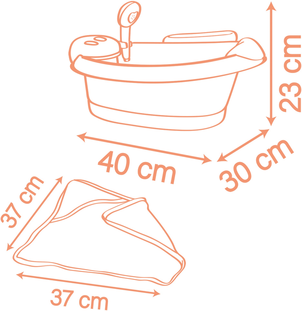 Wanienka dla lalki Smoby Toys Baby Nurse z prysznicem elektrycznym i podświetleniem z akcesoriami (7600220386) (3032162203866) - obraz 4