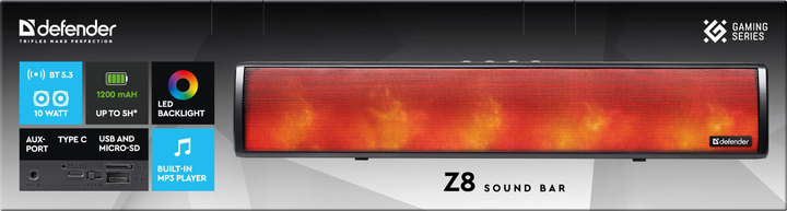Soundbar Defender Z8 10W LED Bluetooth Black (4745090825800) - obraz 8