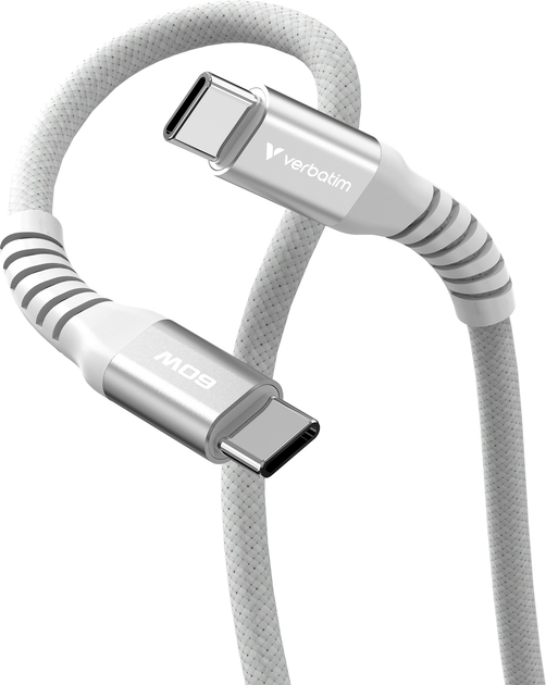 Кабель Verbatim 60 Вт, USB-C–USB-C, 120 см Сірий (31850) - зображення 2