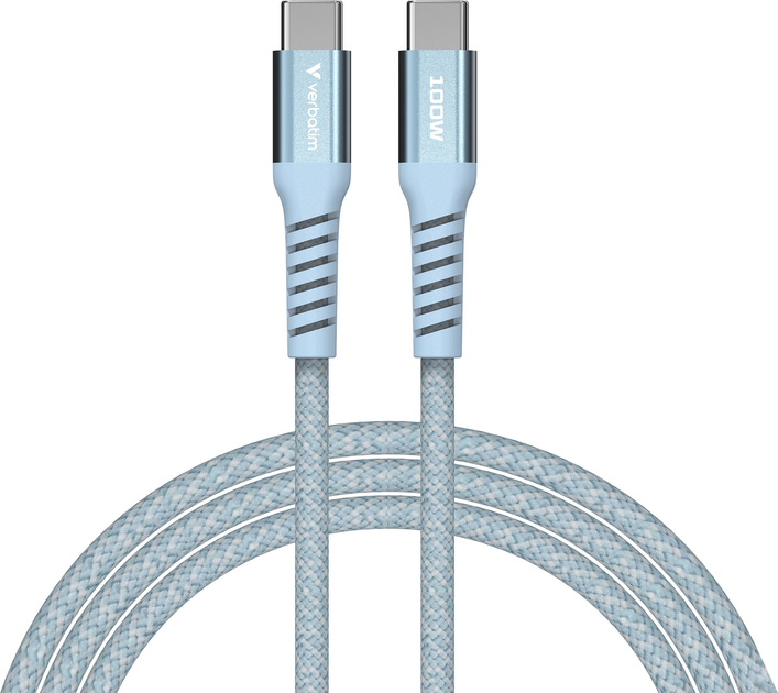 Кабель Verbatim 100 Вт, USB-C–USB-C, 120 см блакитний (31856) - зображення 2
