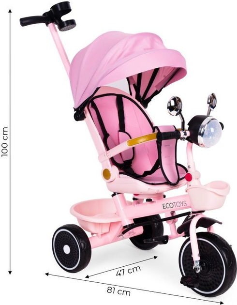 Rowerek trójkołowy spacerówka EcoToys WQL-186 PINK (5905817007219) - obraz 9