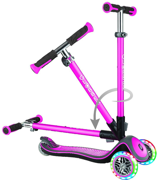 Hulajnoga dla dzieci Globber Elite Deluxe 3 koła z podświetleniem do 50 kg 3+ Różowy (444-410) - obraz 2