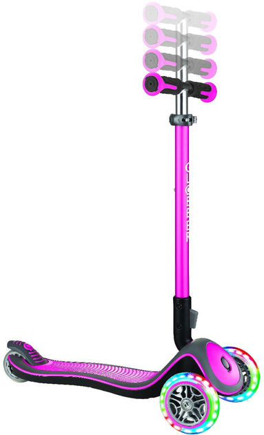 Hulajnoga dla dzieci Globber Elite Deluxe 3 koła z podświetleniem do 50 kg 3+ Różowy (444-410) - obraz 4