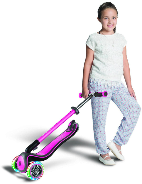 Hulajnoga dla dzieci Globber Elite Deluxe 3 koła z podświetleniem do 50 kg 3+ Różowy (444-410) - obraz 6