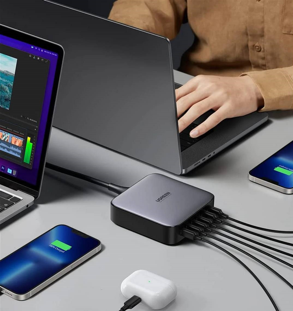 Ładowarka Ugreen CD271 2 x USB-A 4 x USB-C 200W GaN 40914 (6957303849147) - obraz 5