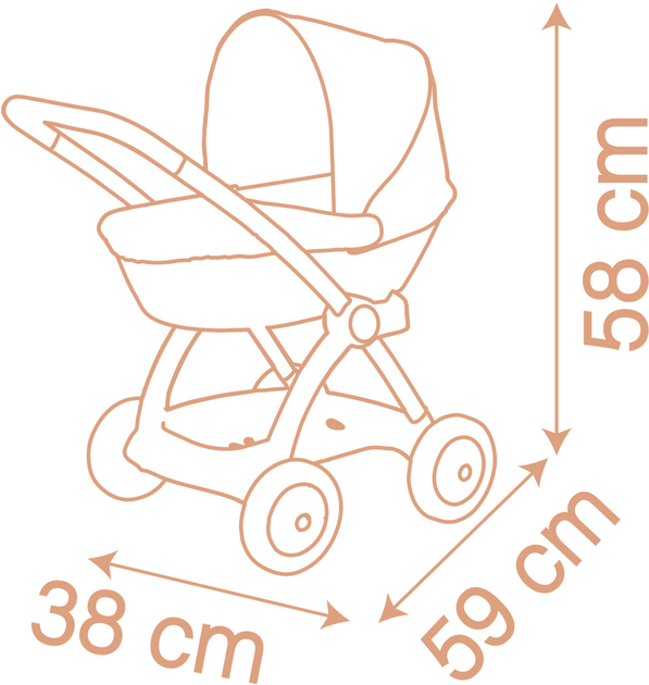 Коляска для ляльки Smoby Toys Baby Nurse люлька з корзиною Теракотова пудра 38х59х58 см (7600254124) - зображення 2