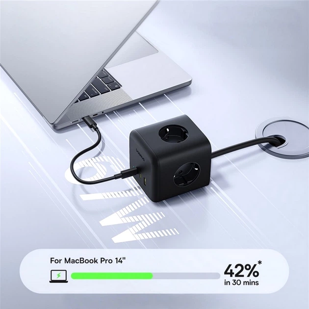 Мережевий фільтр Baseus EnerFill FA11 Cube Power Strip 3AC+1U+1C 67W 1.5m EU Cosmic Black (6932172687526) - зображення 7