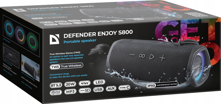 Портативна колонка Defender Enjoy S800  Black (4745090824001) - зображення 9