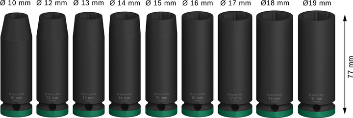 Zestaw udarowych nasadek głębokich Bosch PRO 9 szt. 1/2" (2608003039) - obraz 3