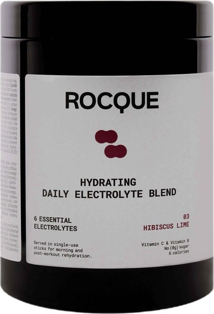 Дієтична добавка Rocque Hydrating Daily Electrolyte Blend Гібіскус та лайм 28 пакетиків (5907152950816) - зображення 1