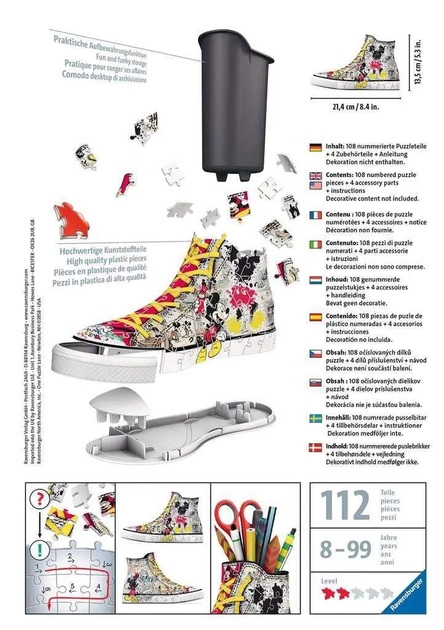 Puzzle 3D Ravensburger Stojak na puzzle: Sneaker Myszka Miki 108 elementów 12055 (4005556120550) - obraz 3