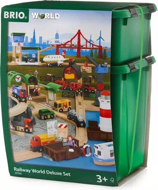 Największy zestaw kolejki drewnianej Brio World Delux 65845 (63376600) (7312350337662) - obraz 1