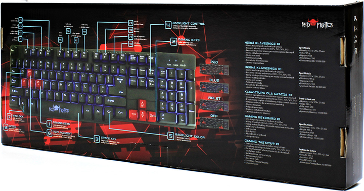 Klawiatura przewodowa Red Fighter K1 USB Black (8590274464186) - obraz 8