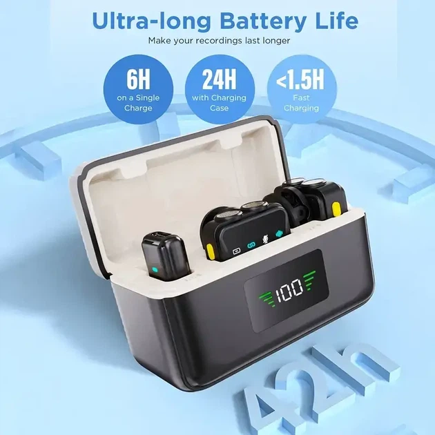 Набор беспроводных микрофонов Hitozon H9 Type-C (LED-дисплей, USB-C, для подкастинга) - изображение 2