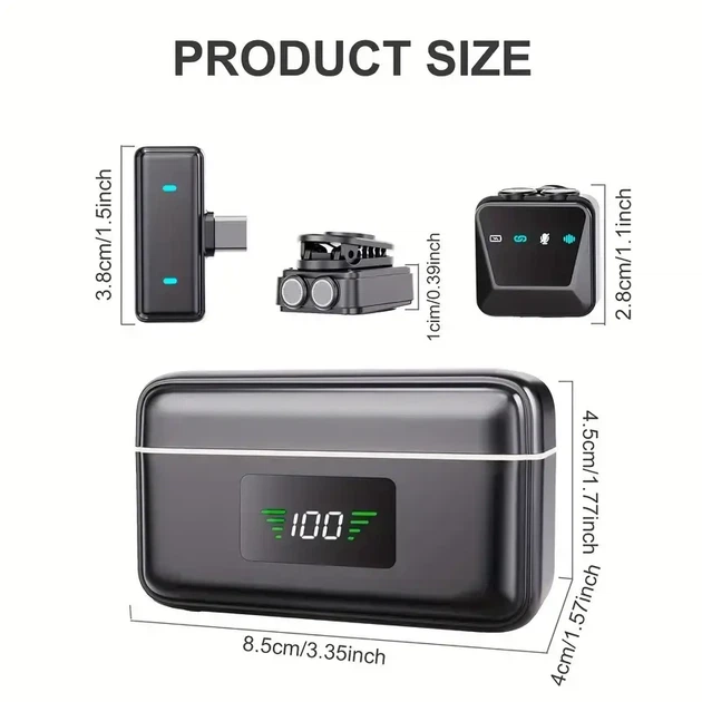 Набор беспроводных микрофонов Hitozon H9 Type-C (LED-дисплей, USB-C, для подкастинга) - изображение 4