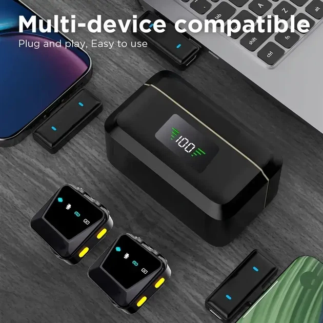 Набор беспроводных микрофонов Hitozon H9 Type-C (LED-дисплей, USB-C, для подкастинга) - изображение 5