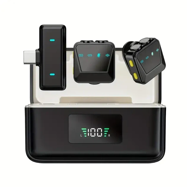 Набор беспроводных микрофонов Hitozon H9 Type-C (LED-дисплей, USB-C, для подкастинга) - изображение 6